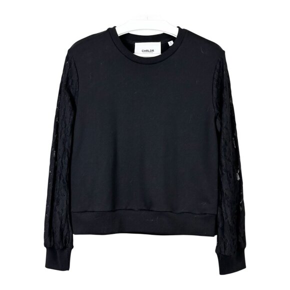 CHRLDR Lace Sleeve Sweatshirt Black - Picture 2 of 11